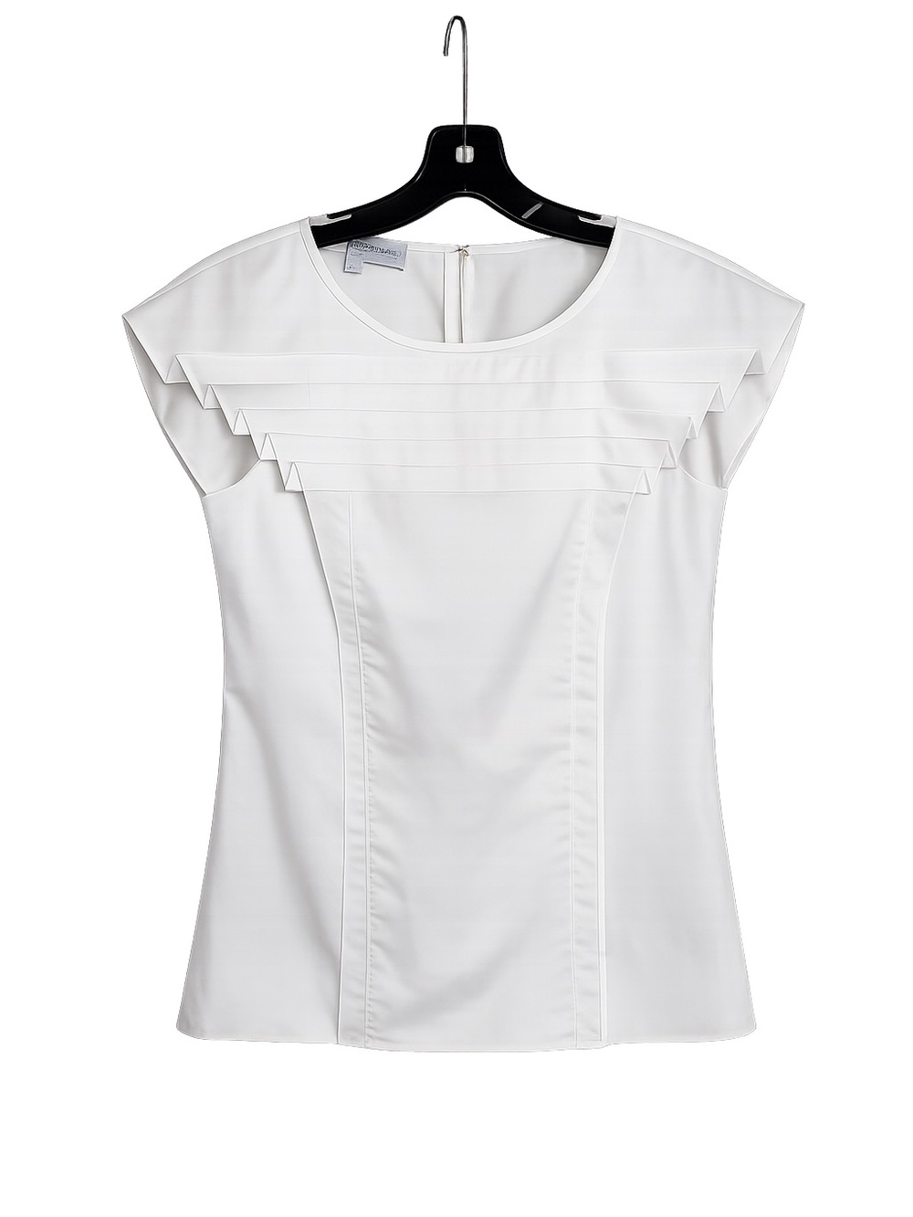 Carolina Herrera White Layered Pleat Cap Sleeve Top